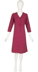 1976 S/S Striped Burgundy Cotton Tunic Dress