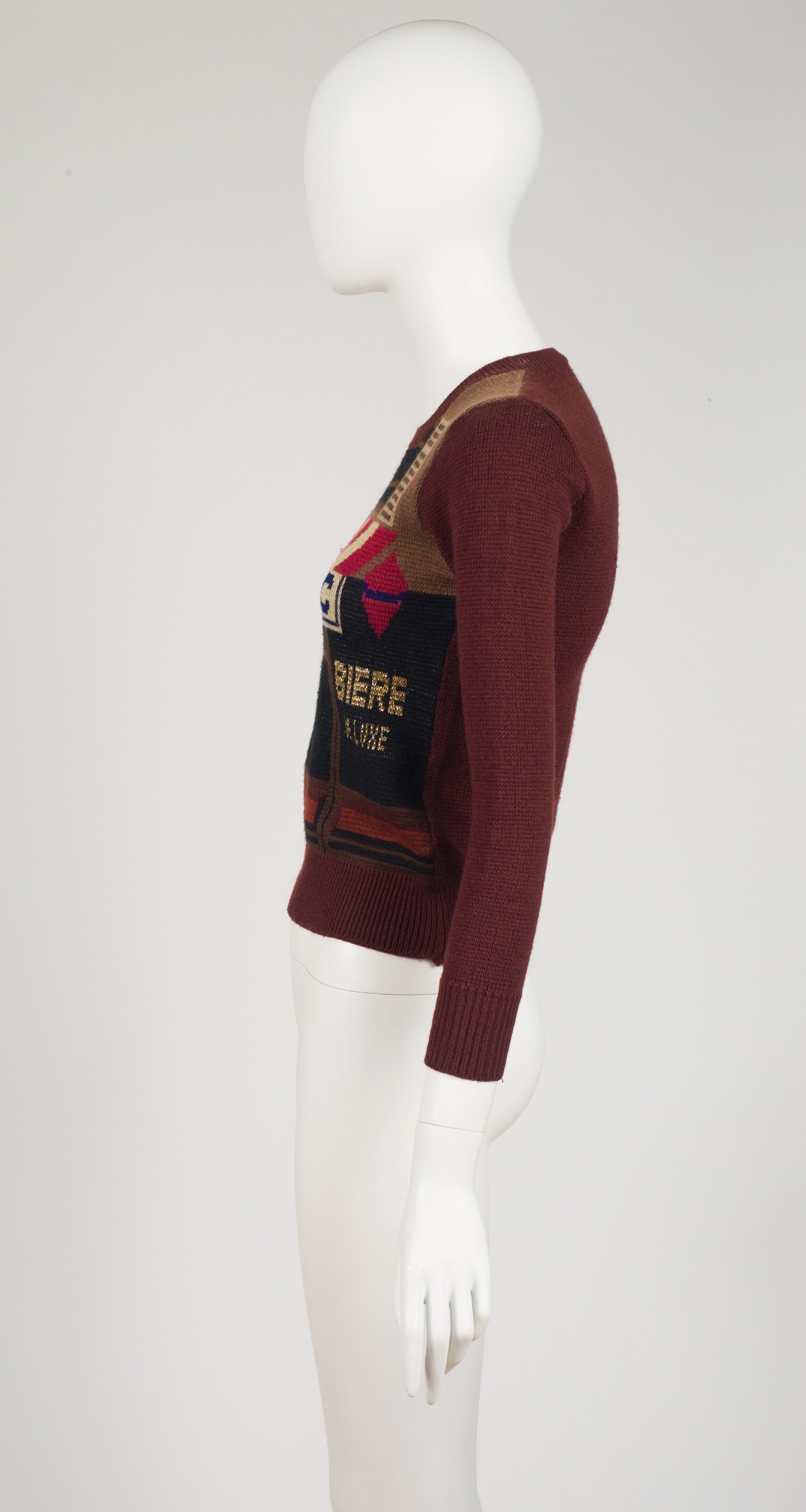 Emmanuelle Khanh 1970s BAR TABAC Intarsia Lurex Knit Sweater