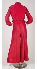 1970s Disco Red Metallic Top & Palazzo Pant Suit