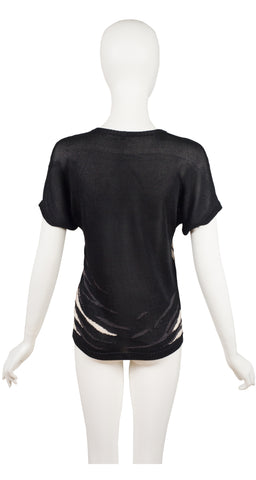 1980s Tiger Head Silk Knit Short Sleeve Top