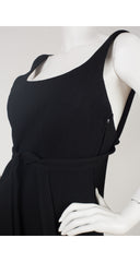 1960s Mod Black Wool Crepe Mini Dress