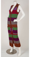 1970s Striped Wool Knit Maxi Vest