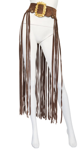 1992 F/W Brown Genuine Suede Fringe Statement Belt
