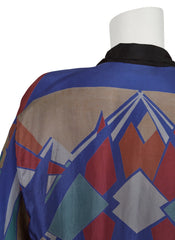 1920s Geometric Art Deco Print Silk Kimono Robe