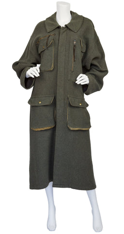 1970s Ko and Co Long Green Wool Hunting Coat