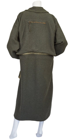 1970s Ko and Co Long Green Wool Hunting Coat