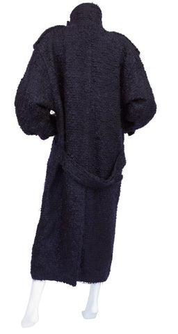 1980s Navy Fuzzy Wool Double-Breasted Coat