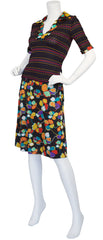 c. 1972 Knit and Floral Jersey Two-Piece Skirt Set