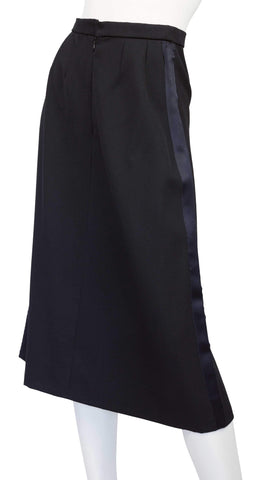 1960s Important "Le Smoking" Black Tuxedo Wool Skirt