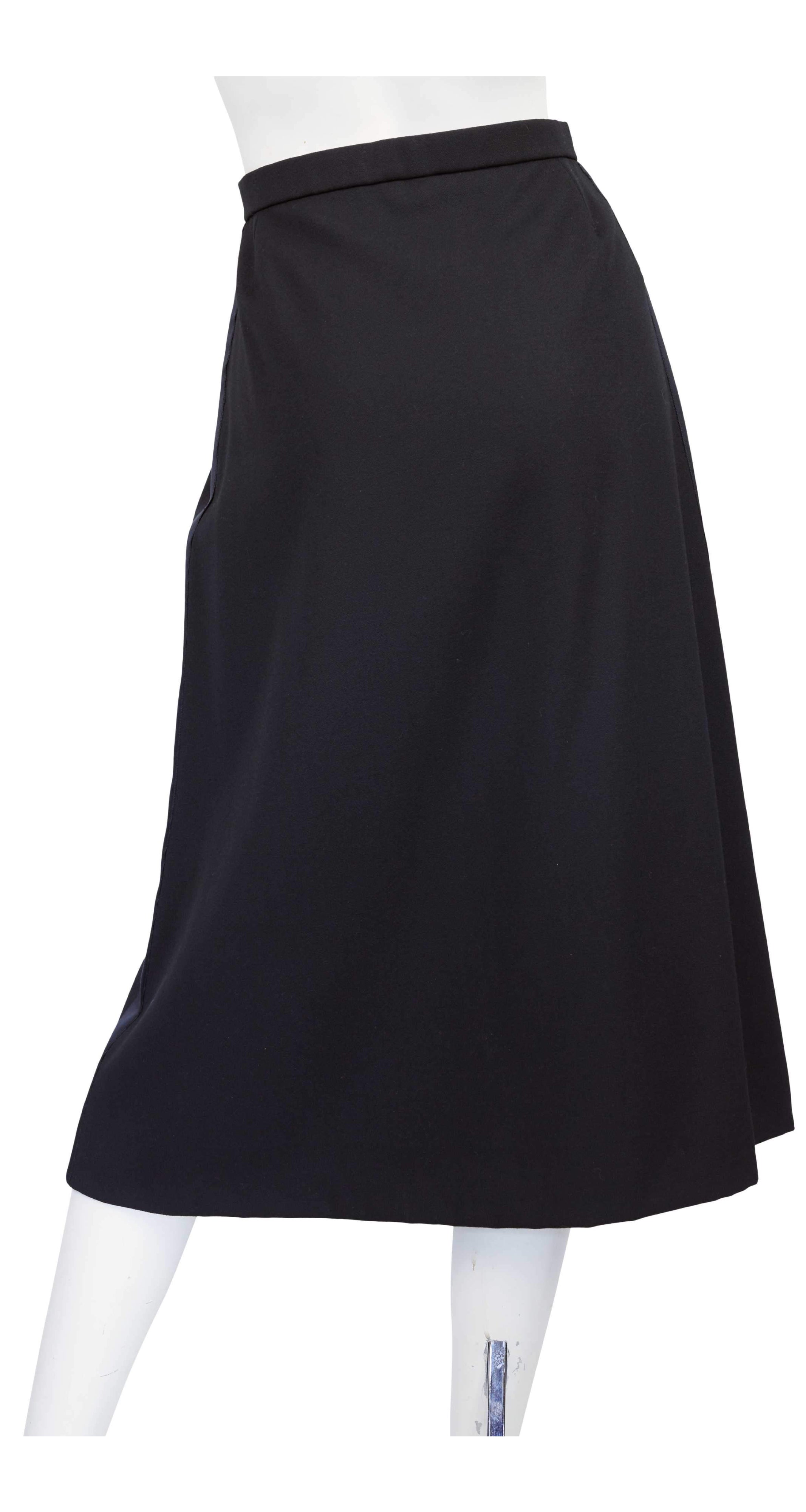 1960s Important "Le Smoking" Black Tuxedo Wool Skirt