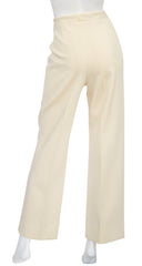 1970s Cream Wool Jersey Wide-Leg Trousers