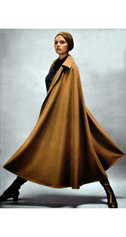 1971 Documented Burgundy Wool Collared Cape