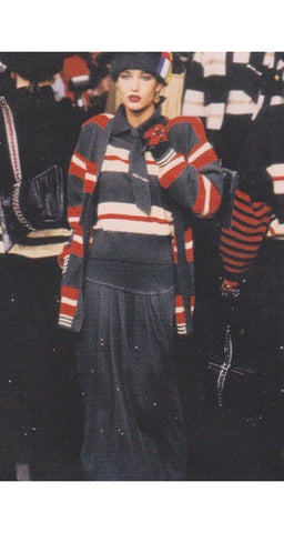 1985 F/W Runway Ascot Tie Striped Wool Sweater