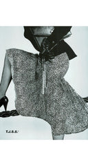 1986 Documented Op-Art Black & Cream Wool Pleated Mermaid Skirt