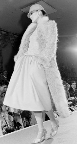 1978 F/W Runway Beige Wool Bouclé Fur Trim Coat