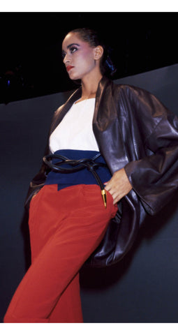 1986 S/S Black Leather Cropped Shrug Jacket