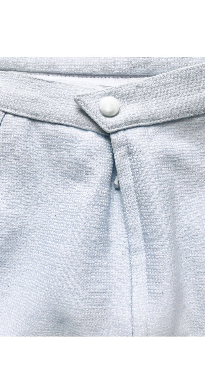 1990s Powder Blue Cotton Star Snap Skirt Suit