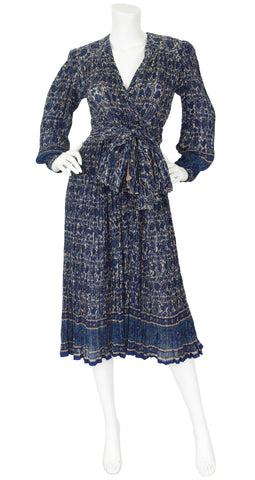 1970s Peacock Floral Indian Cotton Gauze Dress
