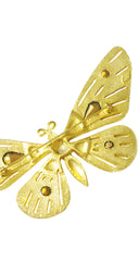 1970s Deadstock Large Rhinestone Gold Butterfly Brooch