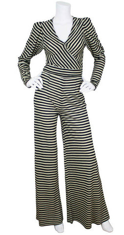 1970's Striped Wool Jersey Pantsuit