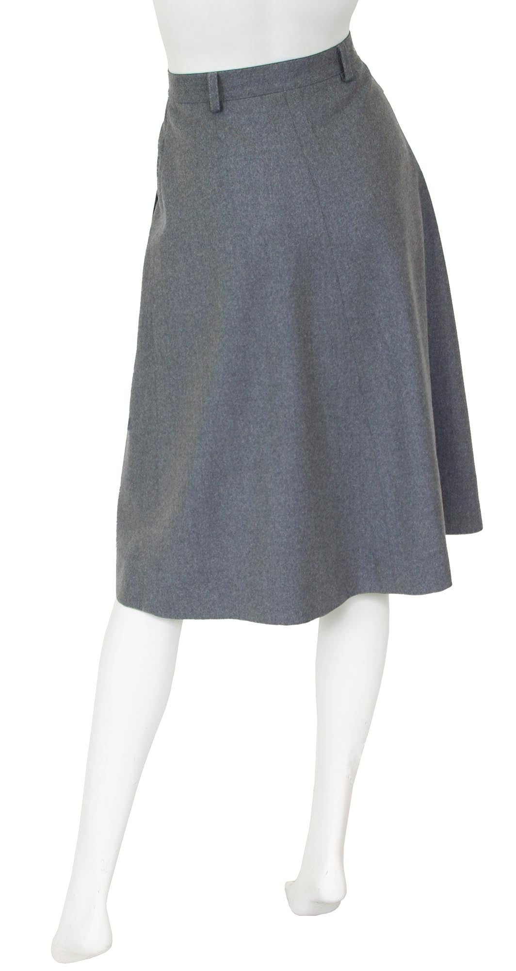1970s Grey Wool Pleated Skirt