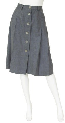 1970s Grey Wool Pleated Skirt
