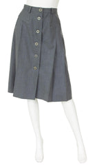 1970s Grey Wool Pleated Skirt