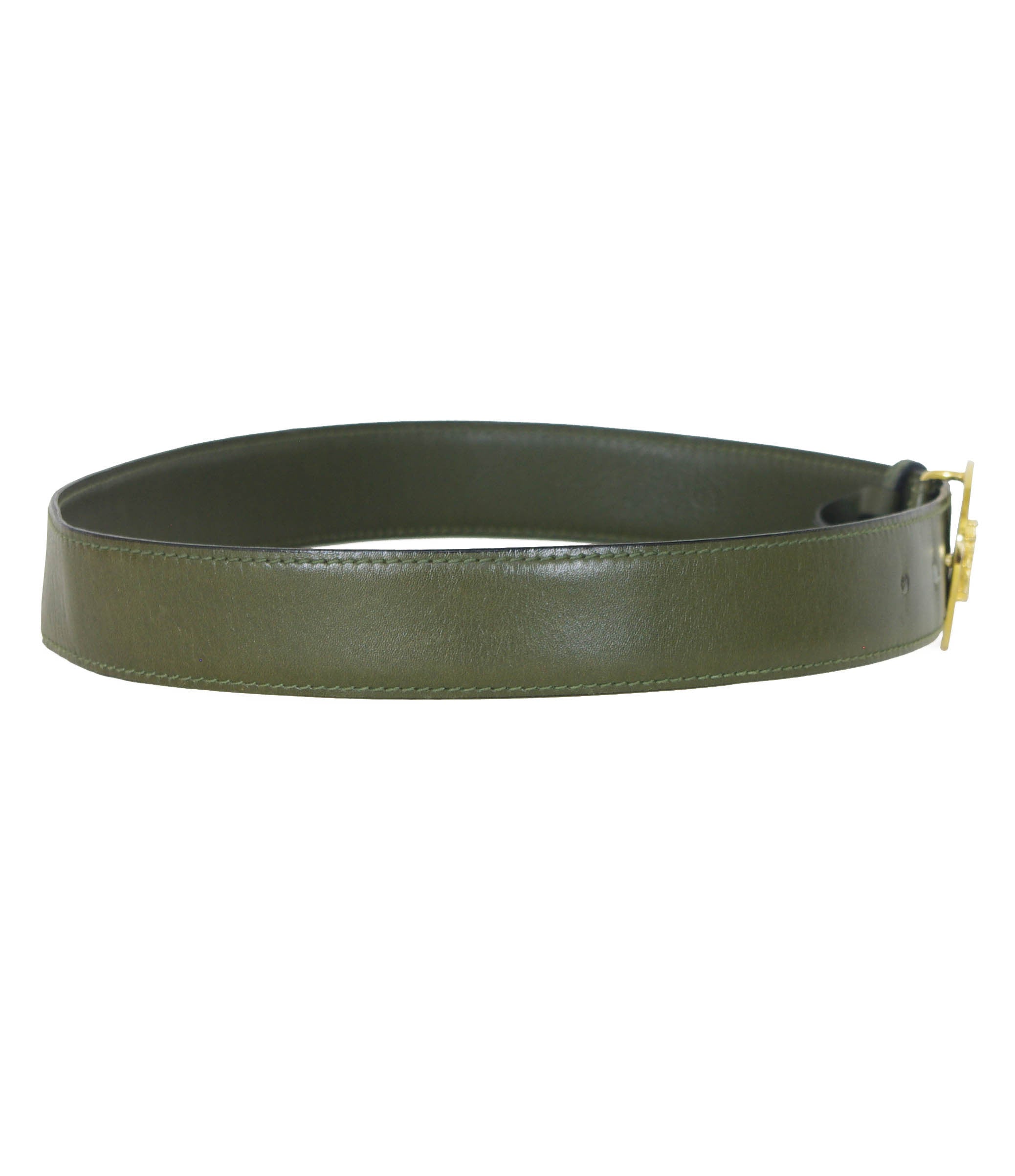 Céline Vintage 1990's Triumphal Arch Green Leather Belt – Featherstone  Vintage