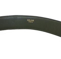 1990s Paris Arc de Triomphe Signature Green Leather Belt