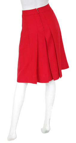 1970s Red Pleated Horsebit Skirt