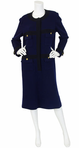 1984-85 A/W Navy & Black Wool Knit Dress