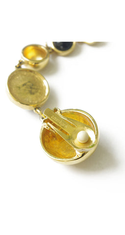 Ultra Mod Gold and Black Clip-On Drop Earrings