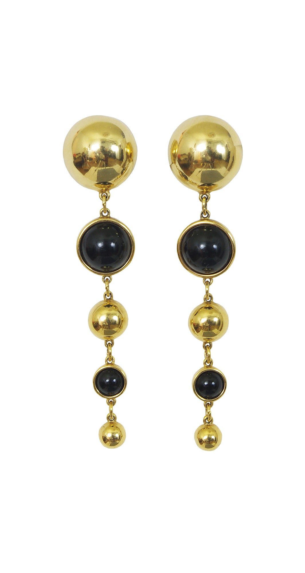 Ultra Mod Gold and Black Clip-On Drop Earrings