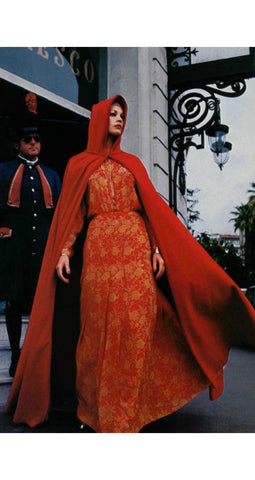 1976 Documented Red & Yellow Floral Chiffon Blouse & Skirt Set