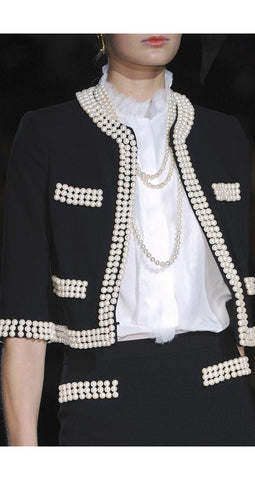 2010 S/S Runway Pearl Trim Black Mini Skirt