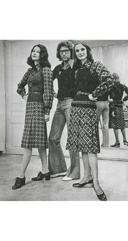 1971 F/W Documented Geometric Wool Challis Shirt Dress