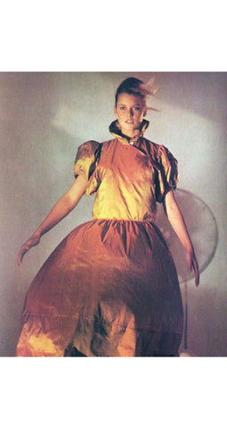 1981 Documented Red Cotton Puff Sleeve Dress