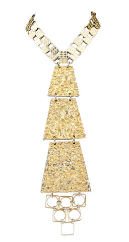 1970s Egyptian Revival Tiered Gold Necklace