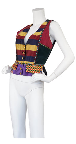 1990s "Time Seven" Silk Patchwork Vest