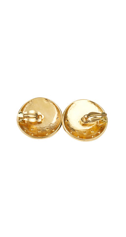 1980s Half Moon Rhinestone Enamel Clip-On Earrings