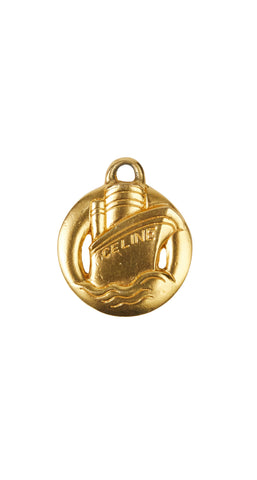 1990s Ship Motif Gold-Plated Pendant Charm