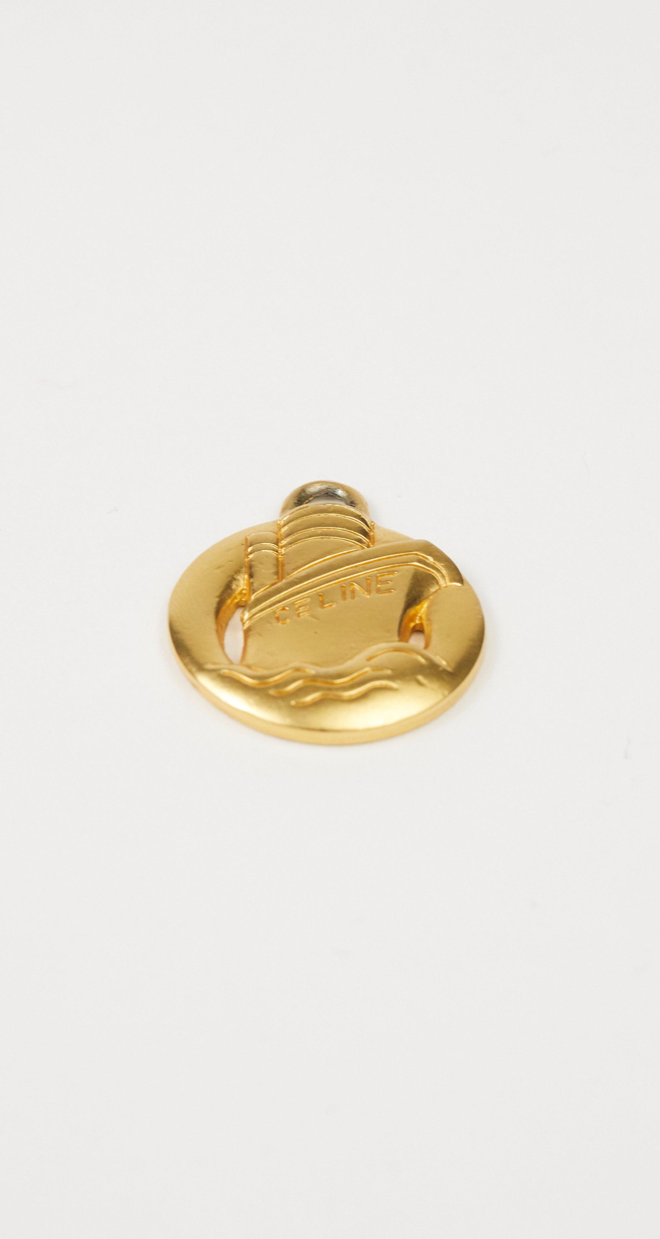 1990s Ship Motif Gold-Plated Pendant Charm
