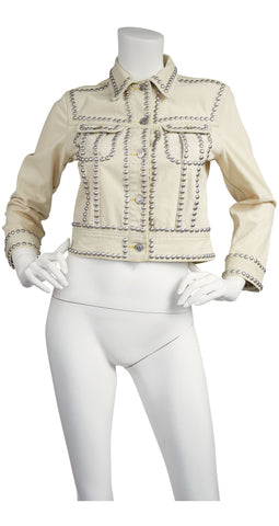 2015 S/S NWT Roncelli Style Studded Bleached Denim Jacket