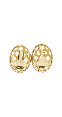 1980s Gold Plated Cut-Out Clip-On Earrings
