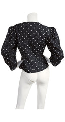 1980s Black & White Polka-Dot Cotton Puff Sleeve Jacket