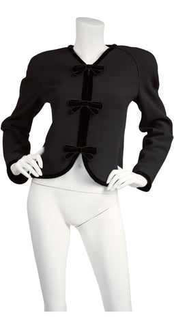 1980s Trompe L'oeil Velvet Bow Wool Jacket