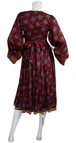 1970s Afghan Embroidered Cotton Dress