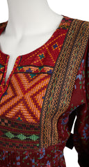 1970s Afghan Embroidered Cotton Dress