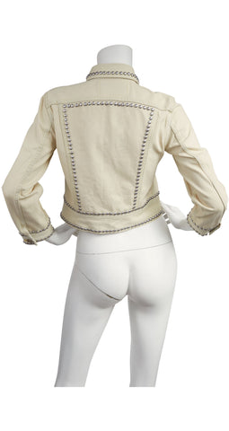 2015 S/S NWT Roncelli Style Studded Bleached Denim Jacket