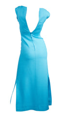 1970s Logo Blue Linen Dress